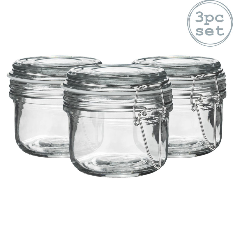 Argon Tableware - Glass Storage Jars, 7cm H x 7.5cm W x 7.5cm D, White/Clear