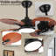 Ventilateur de plafond avec lumière pour la chambre à coucher du salon, pales en bois massif de 33 pouces, finition naturelle, moteur à courant continu, DEL à intensité variable, télécommande, flux d'air réversible
