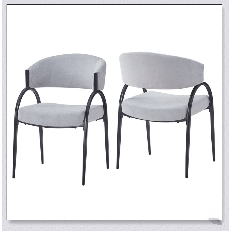 Chaises de salle à manger rembourrées avec pieds robustes en métal, ensemble de deux, idéales pour rehausser l'ambiance et le confort de la salle à manger
