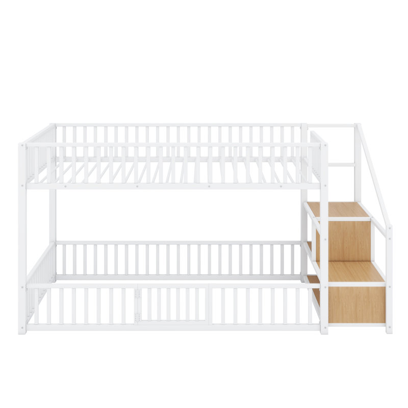 Lit superposé avec échelle de rangement intégrée, White