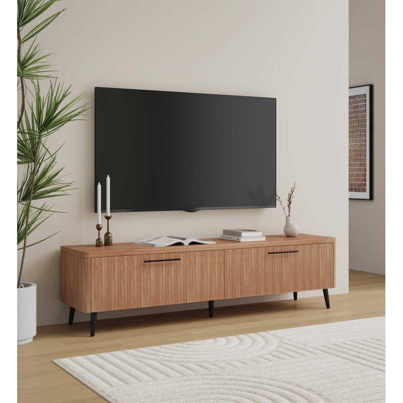 Jodie 68.9" Mid-Century Modern TV Stand, Maple