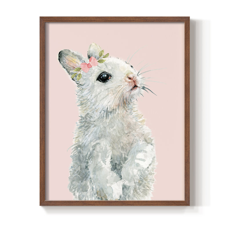 Lapin habillé, reproduction encadrée - bois massif, Noyer, H 30 po x l 24 po