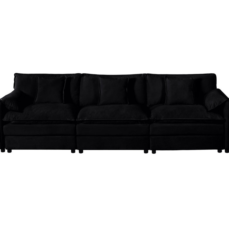 Canapé modulaire en chenille, moderne. 3 places pour le salon. Doux et doux. Siège supplémentaire. Disposition personnalisable. Profondeur du produit: 109,37 po. Alignement de courbe naturelle surdimensionné, noir. Coussins spacieux en mousse haute.