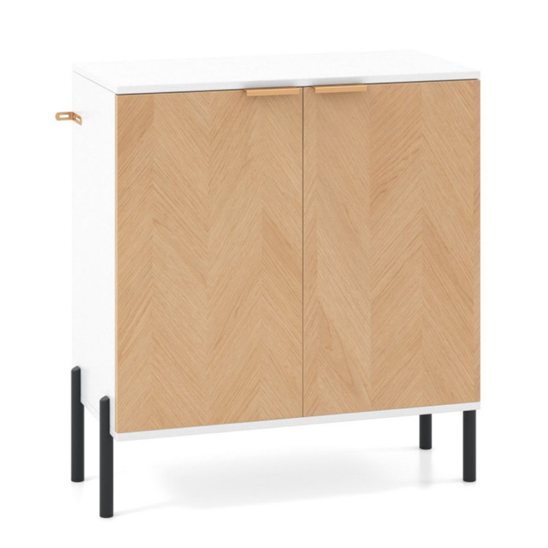 2-Door Buffet Cabinet Sideboard With Shelf And Metal Legs