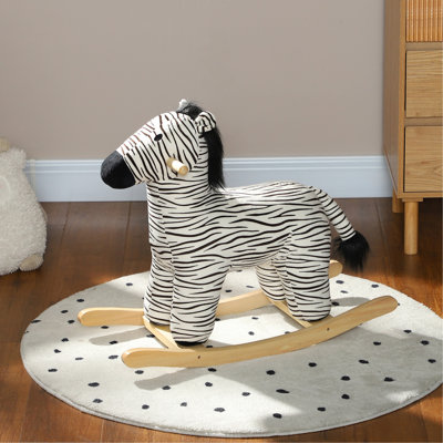 Qaba Rocking Horse, Kids Rocking Animal, Zebra Shaped Ride on Horse with Realistic Sound for Boys & Girls 2-4 Years, Black（It is designed for single rider only.）No warranty provided.