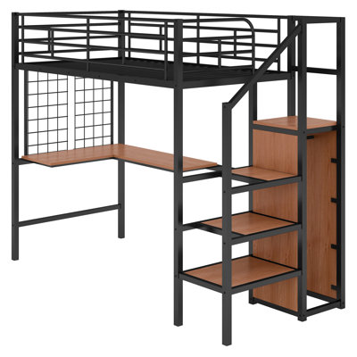 Ontario Metal Platform Loft Bed with Shelves by Mason & Marbles