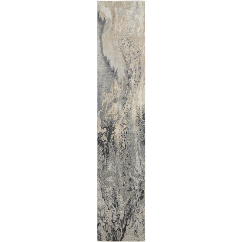 Tapis gris contemporain Ashli, Tapis de couloir 2 pi 2 po x 12 pi