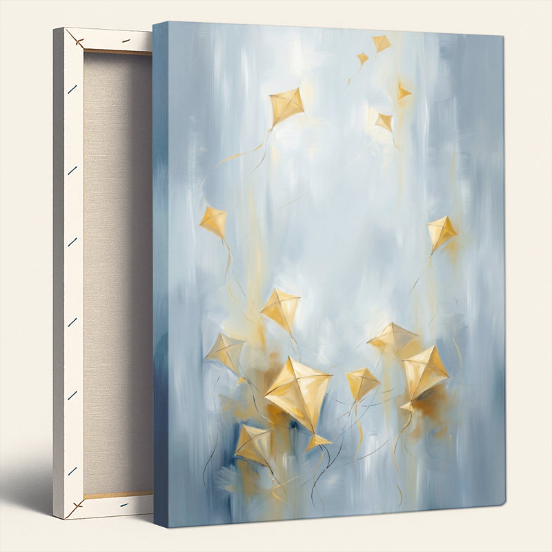 Golden Kites, reproduction d'art sur toile, ensemble de 1, 48"H x 32"W, Wrapped Canvas