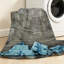 Blue Ultra Soft Flannel Fleece Throw Blanket,Grey Wooden Single-Sided Print-132436924