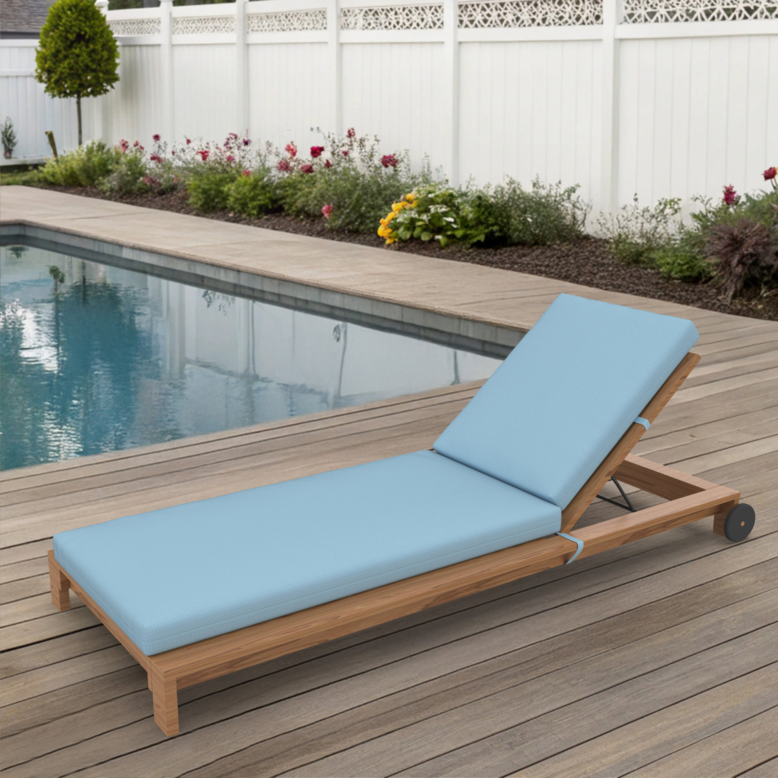 Amala Sunbrella® Seat and Back Cushion, 3.5" H x 25" W x 47"D, Canvas Air Blue Sunbrella® Canvas