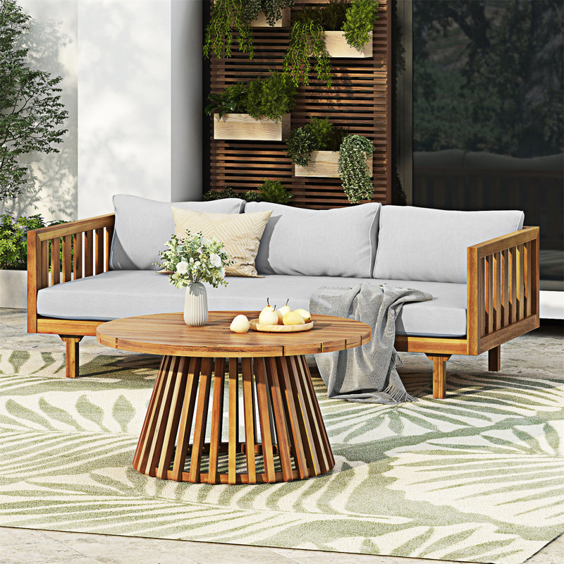 Outdoor Wood Patio Furniture Set, Light Gray, Teak