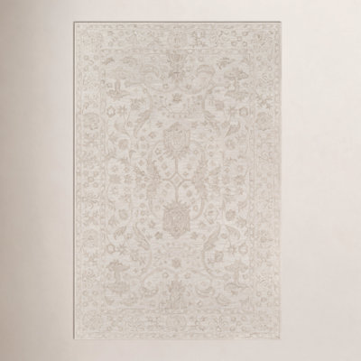 Cece Beige Hand-Tufted Wool Floral Rug