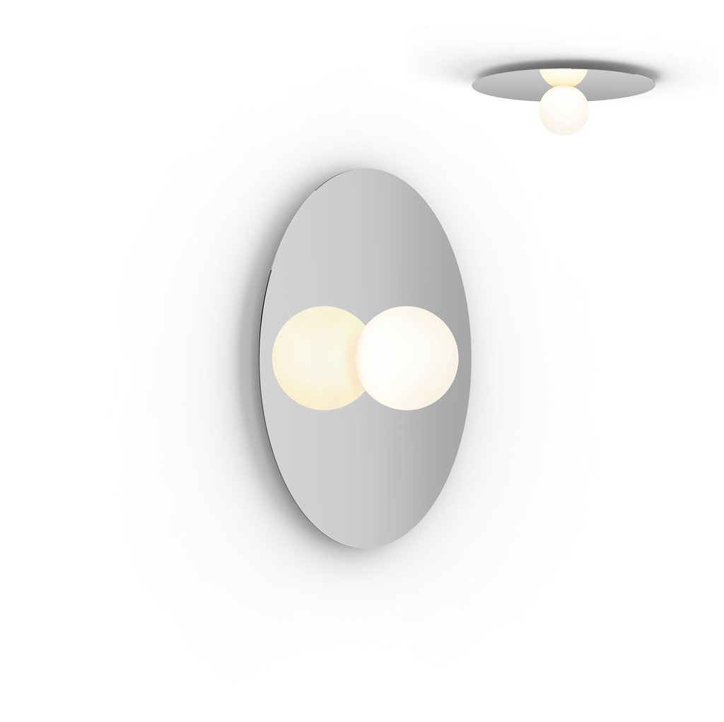 Bola Disc Single Light Flush Mount, Chrome, 7.2" H x 22" W x 22" D