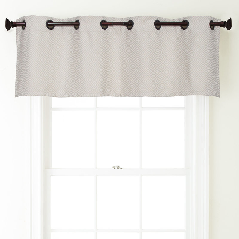 Rinku Geometric Tailored Window Valance, Pumice Stone