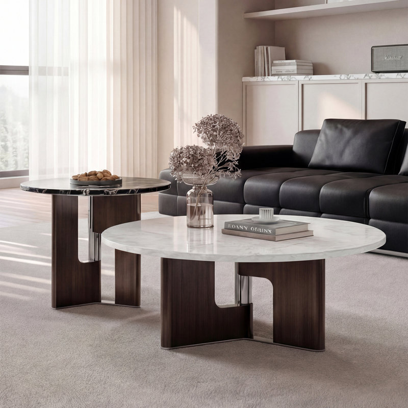 Table basse italienne en marbre, H 15,7 po x L 35,4 po x l 35,4 po