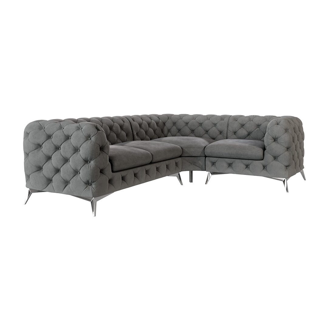 Chesterfield Ecksofa Bixby mit Silber Metall Füßen