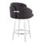 Tabouret de bar à hauteur fixe avec pivot en bois blanc et similicuir noir avec repose-pieds rond chromé - ensemble de 2