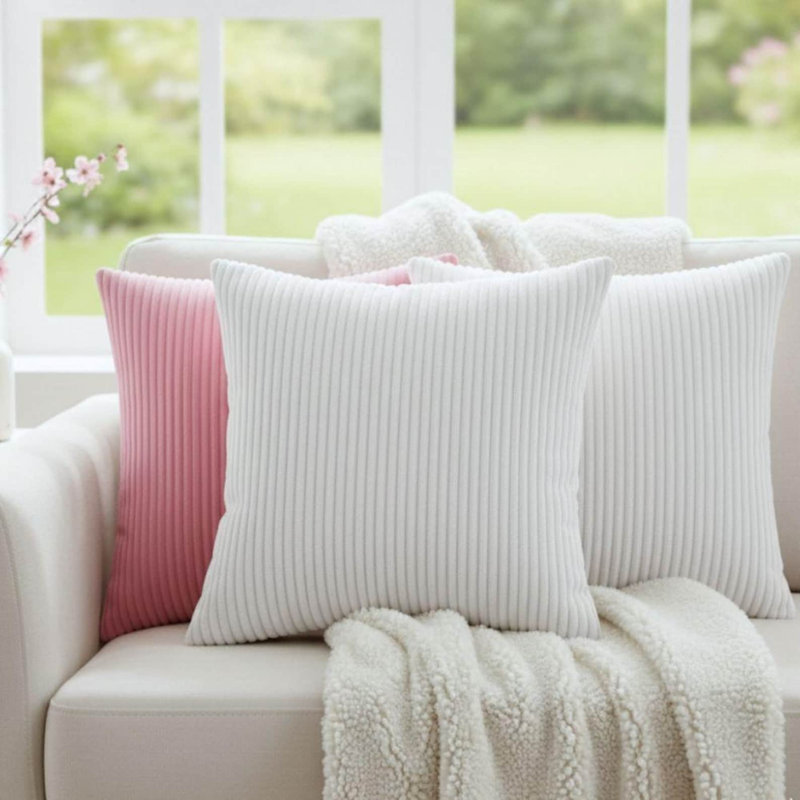 Pack Of 4 Corduroy 22x22" inch Square Scatter Cushion Cover