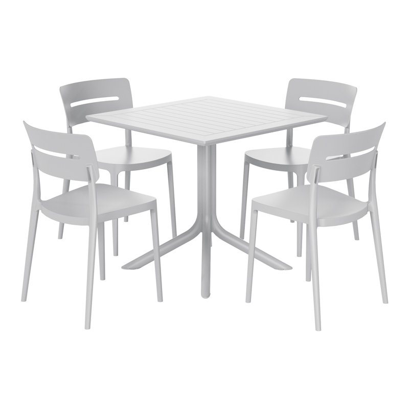 Ensemble repas carré pour 4 personnes, Gris
