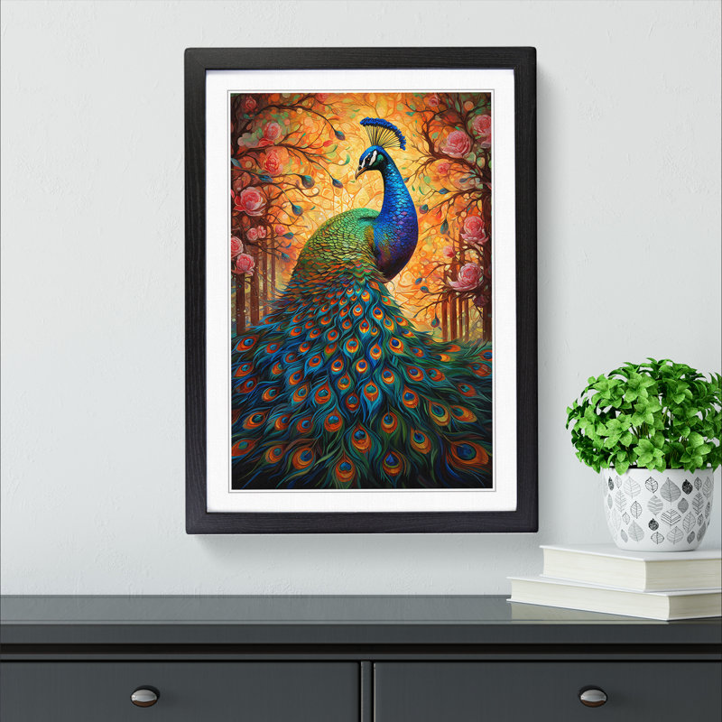 Peacock Orphism Framed Print, Black Framed, 64cm H x 46cm W x 2cm D