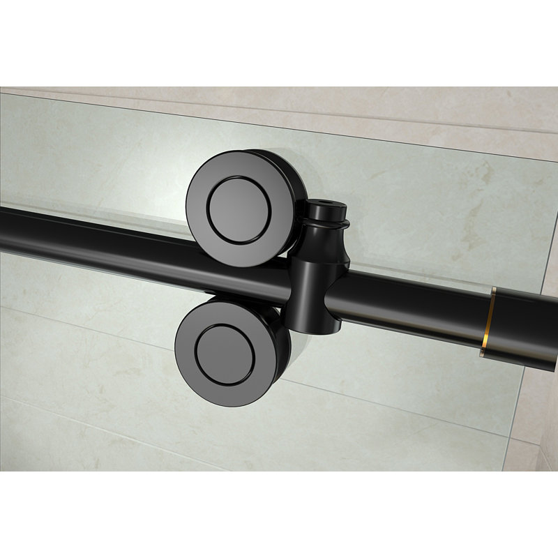Porte de douche coulissante simple sans cadre de H 77,5 po Langham, Drain au centre