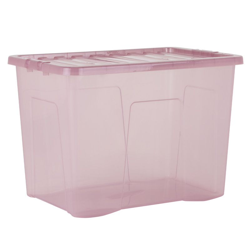 Wham Crystal 80L Plastic Storage Box Pack of 8 Tint Dusky Orchid