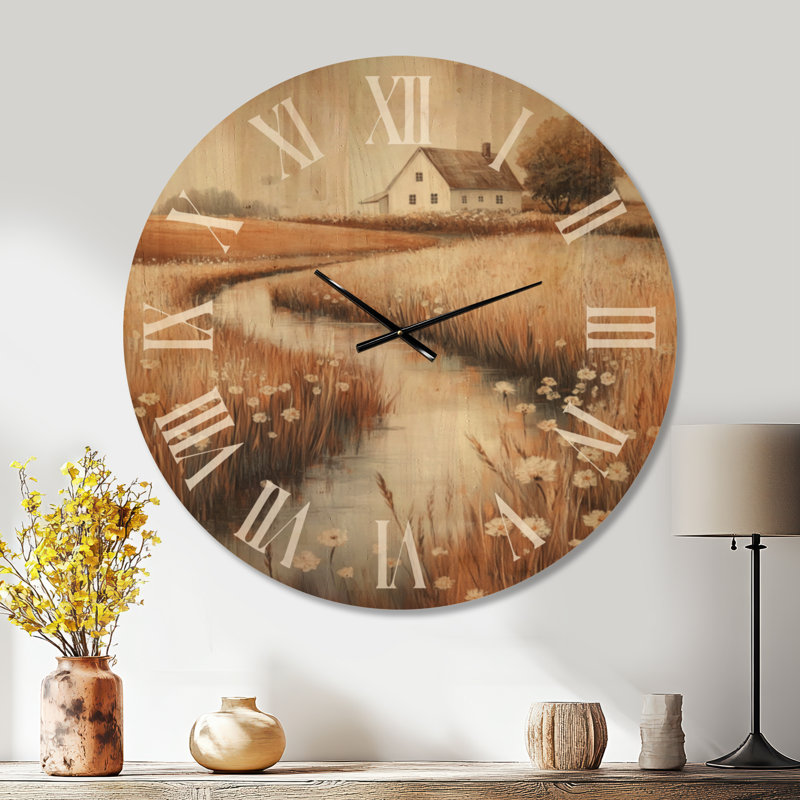 Horloge murale surdimensionnée en bois Meadow - Serenity Shoreline in Ireland, Oversized