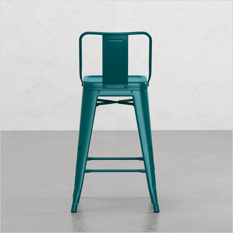 Tabourets, ensemble de 4 comptoirs industriels en métal pour comptoir / bar / plateau supérieur | Bleu sarcelle | Métal