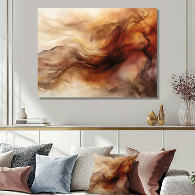 Maroon Darkness Watercolor Clouds - Abstract Liquid Ink Canvas Wall Art