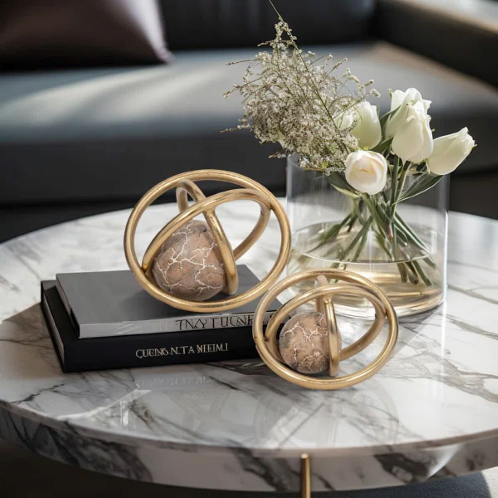 Solaro Metal Orbs, Decorative Centerpiece Home Decor Accents, Set of 2 (Set of 2) Mercer41 