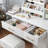Vanity Desk with LED Mirror Lights and Power Outlet Charging Station-1534546380