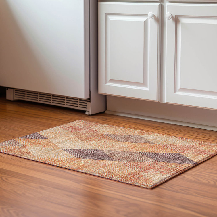 Premium Machine Washable Prisco Orange Rug