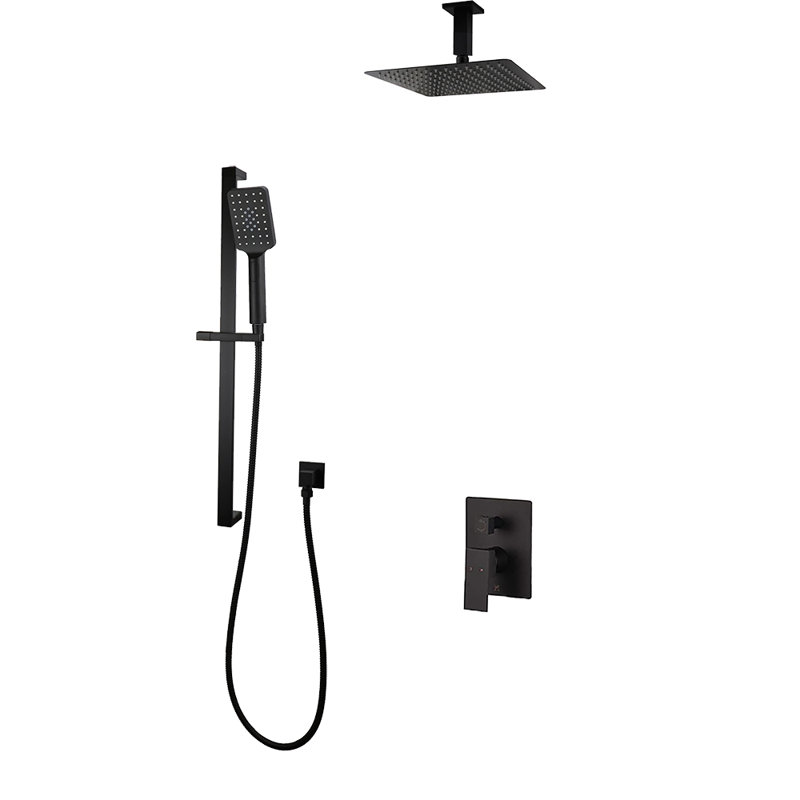 Système de douche 2 voies avec fixation au plafond Madison, Noir mat