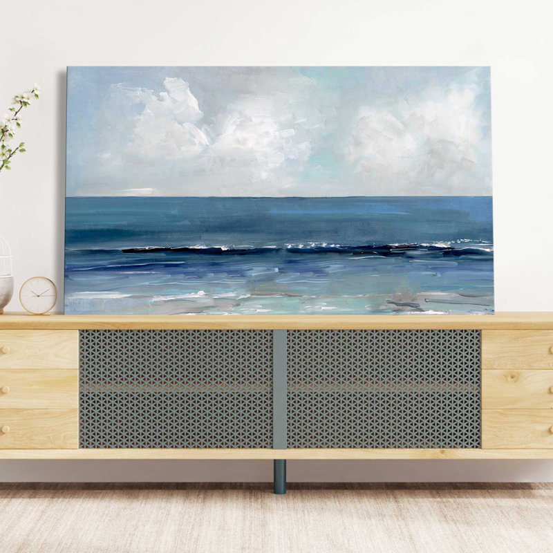 Mer bleue - peinture sur toile tendue, H 18 po x l 30 po x P 1 po