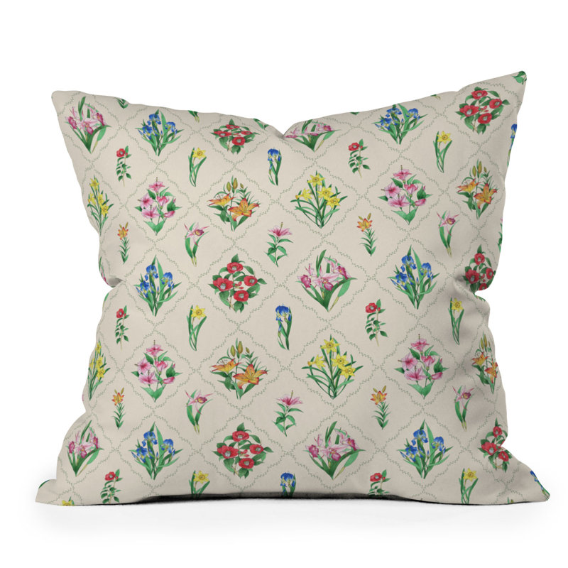 Coussin décoratif floral intérieur / extérieur en polyester, 18 po x 18 po