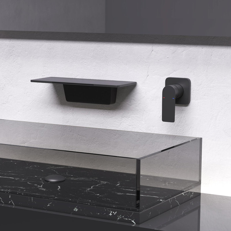 Waterfall Bathroom Sink Faucet, Matte Black