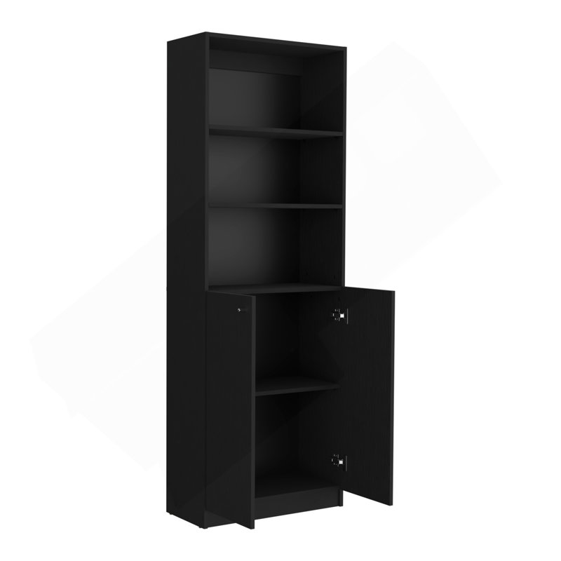 Bookcase Dual-Door Benzoni, Office, Black, Black