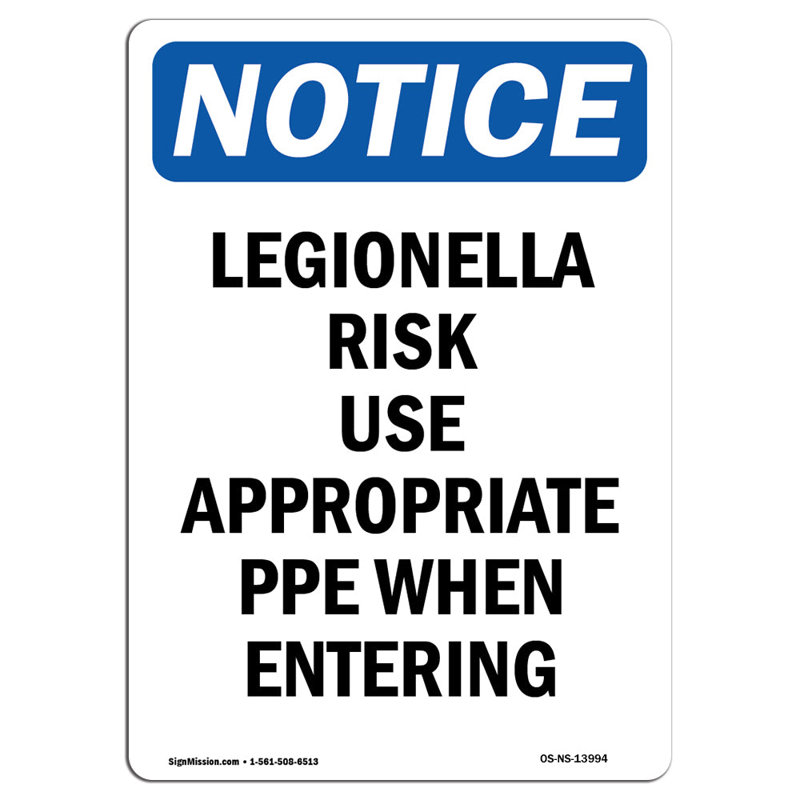 Legionella Risk Use Appropriate Sign