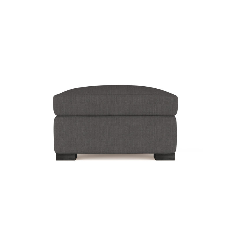 Horatio Upholstered Ottoman, Box Weave Linen Graphite, Ebony