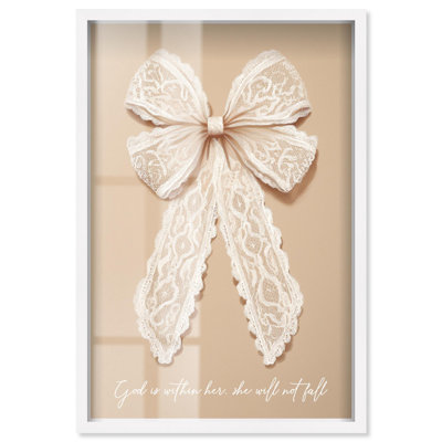God is with Her Lace Shadowbox Print Jesus Wall Art by Art Remedy, White Frame, 37 x 55