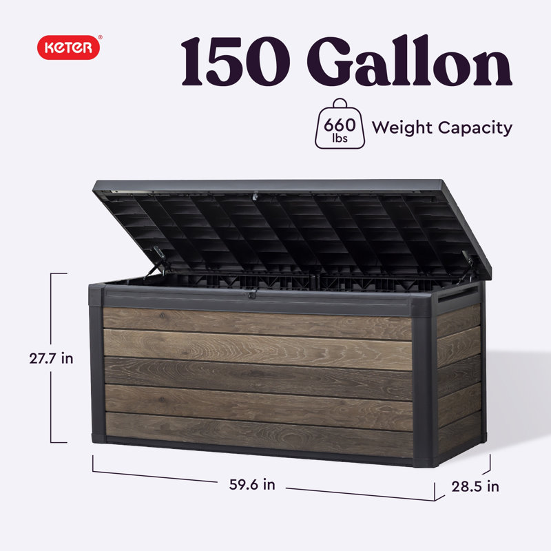 Keter Signature Collection 150 Gallon Durable Resin Outdoor Storage and Organization Deck Box Ideal For Garden Patio Furniture and Supplies (Choose Color)