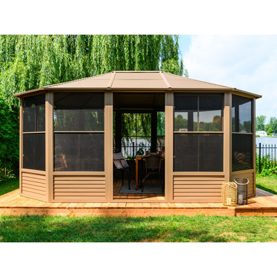 Gazebo Penguin Florence Solarium 12 Ft x 15 Ft Metal Roof In Sand