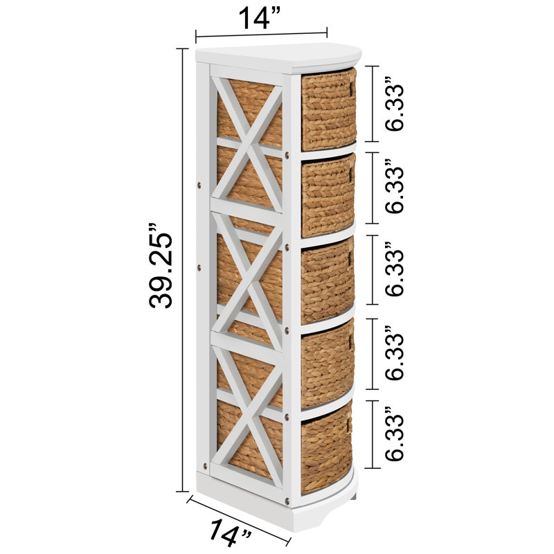 5 tiroirs de rangement en bois massif, Blanc