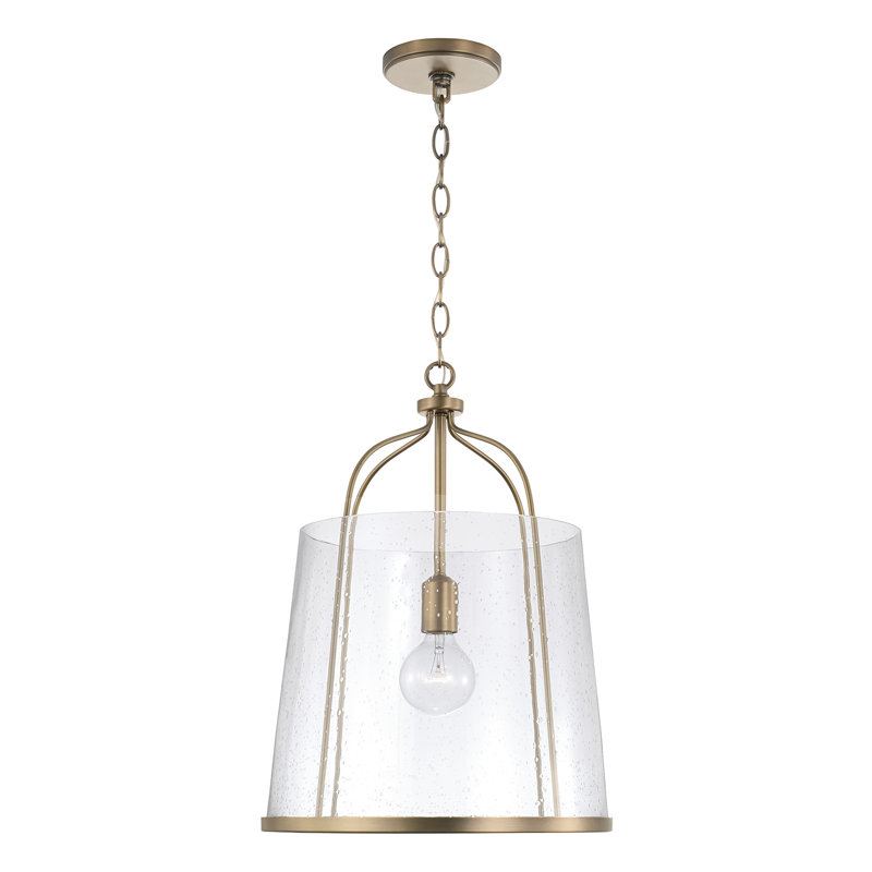 Luminaire suspendu transparent 1 lumière Madison, Laiton vieilli