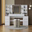 54", Brightness Adjustable, Makeup Vanity Desk, 3 - Colour Led Lights, Mirror, 8 Drawers, Open Shelves, Dressing Table, Bedroom, E1 Engineered Wood, Scratching Tempered Glass Adjustable Desk With