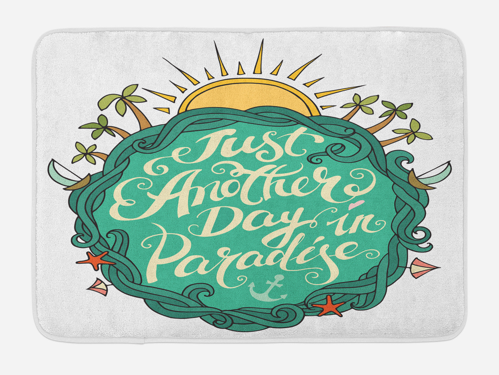 East Urban Home Beach Saying Plush Bath Mat, Another Day Paradise, 30.2