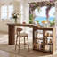 Table de bar en L avec tablettes de rangement rotatives à 360 °