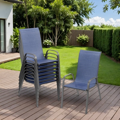 Melisa Patio Chairs Set Of 8, Outdoor Textilene Stackable Dining Chairs （Set of 8）