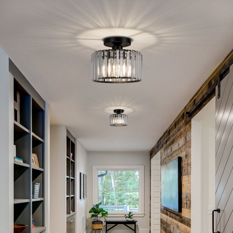 Lilyanka Crystal Semi Flush Mount, Black