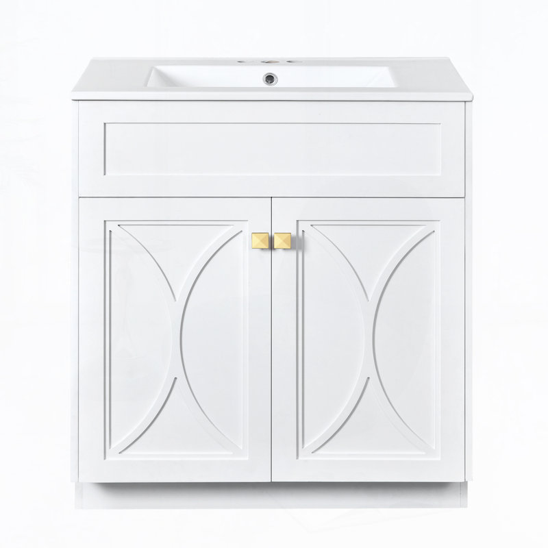 Meuble-lavabo 30 po avec lavabo en céramique, Blanc